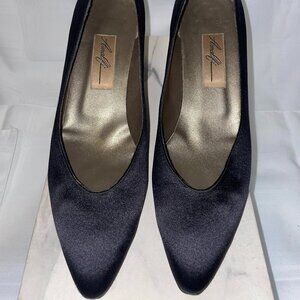 Amalfi Monica Women Shoes Black Satin Pump Classic 2-inch heels 9AA